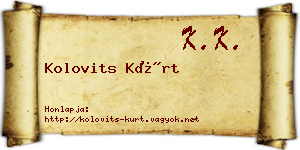 Kolovits Kürt névjegykártya